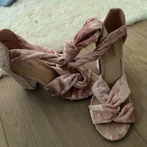 Forever 21 Pink Velvet Lace Up Heels